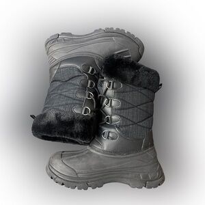 Kids Black Insulated Winter Snow Boots